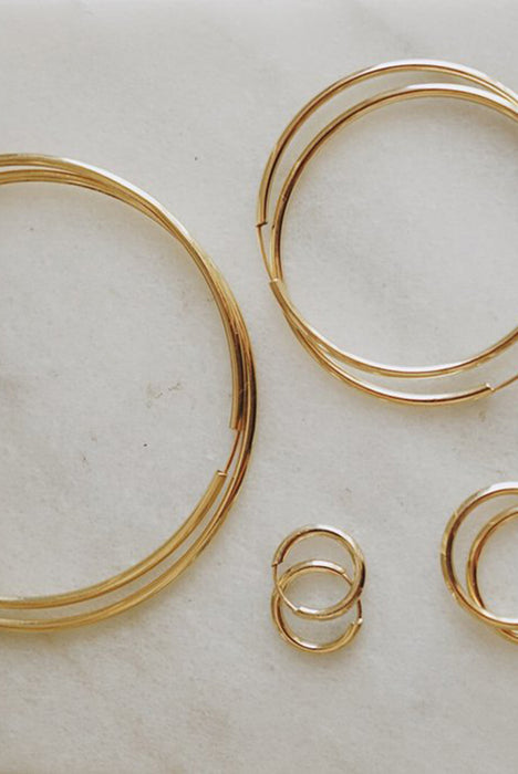 10K Solid Yellow Gold Hoops